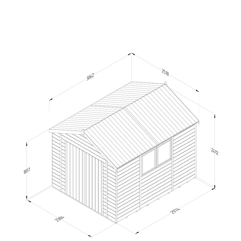 Timberdale 10×8 Apex Shed – Double Door with Installation 5013053189023 2